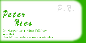 peter nics business card